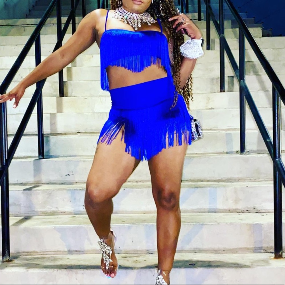 2 piece fringe shorts set